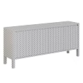 Light Wood Minimalist Modern Storage Cabinets With Vertical Slats Design