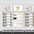 Modern Shelf Garment Wall Panel 3d model
