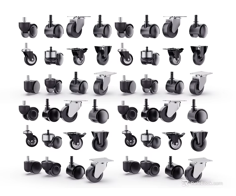 Durable Commercial Equipment Casters Multiple Types For Heavy Duty Applications 3d model