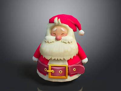 Cartoon Santa Claus Game And Movie Character With Red Hat White Beard And Brown Belt 3d model