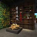 Industrial Style Restaurant Interior With Wooden Ceiling Decor Pendant Lights Bar And Dining Tables