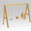 Golden Playground Swing Set with Metal Frame and Various Seats Including Bowl and Double Seats