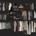 Stylish Hanging Clothes Collection With Dresses Shirts Coats Bags And Shoes