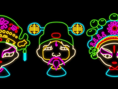 Modern decorative lights national tide flower denier decoration neon lights 3d model