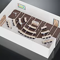Lecture Room Interior Design With Curved Seating Arrangement Podium And Projection Screen