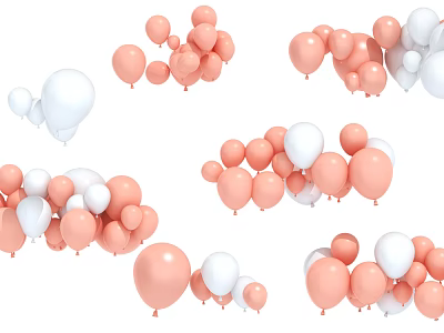 Assorted Pink And White Balloons For Party Celebrations And Decorations 3d model