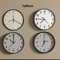 Poliform Modern Wall Clocks With Four Different Designs White Dials And Black Frames 3d model