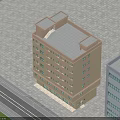Multi Story Residential Building With Beige Exterior Flat Roof Green Lawn And Adjacent Road