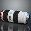 Professional Computer Lens With Black White Body And Red Accent Stripes 3d model