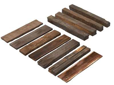 Wooden Components Long Strips Featuring Various Natural Textures And Brown Tones 3d model