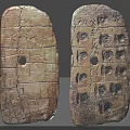 Cultural Art Exhibition Hall Featuring Ancient Stone Carvings With Engraved Patterns And Holes