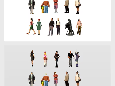 Diverse Group of People with Various Poses Clothing Styles and Different Standing Positions 3d model