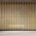 Modern Wooden Vertical Slat Wall With Gradient Height Design And Built In Lighting Strip