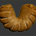 Golden Flaky Freshly Baked Croissant With Buttery Layers On Dark Background