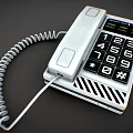 White Landline Phone With Digital Keypad Coiled Cord And Display Screen For Home Use