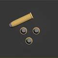 Yellow Bullets With Gray Tips Three Standing And One Lying On Dark Background
