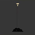 Sturdy Standing Equipment With Textured Black Base Black Pole And Golden Round Top