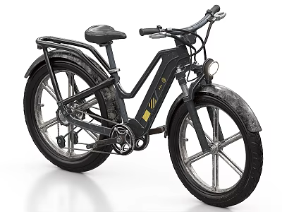 Stylish Black Bicycle With Fenders Headlight And Sturdy Frame Design 3d model