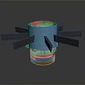 Blue Hardware Tool With Multi Black Blades And Threaded Base Structure