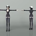 Game and Movie Character 3D Model With Black Tight Suit White Hat and High Heels