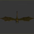 Golden Dragon Flying with Extended Wings Against Gray Gradient Background Detailed Mythical Creature Design