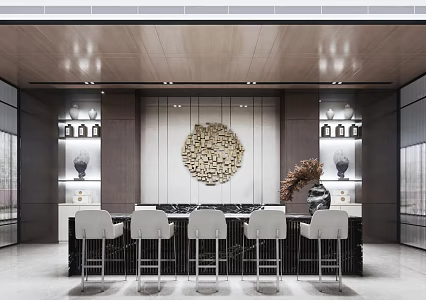 New Chinese Water Bar Sales Department Bar Counter Area 3d model