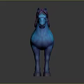 Blue Horse With Purple Mane And Tail In Stylized Design