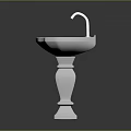 White Ceramic Pedestal Washbasin With Classic Design And Chrome Faucet