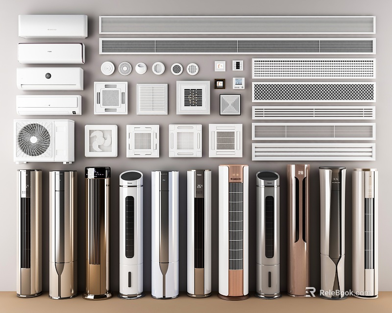 Different Types of Air Conditioners and Fans with Modern Designs for Home Use 3d model 