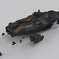Futuristic Sci-Fi Spaceship 3D Model With Complex Structure And Scattered Components 3d model