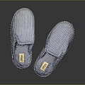 Blue Striped Fleece Slippers With Braided Sole And Comfortable Plush Lining