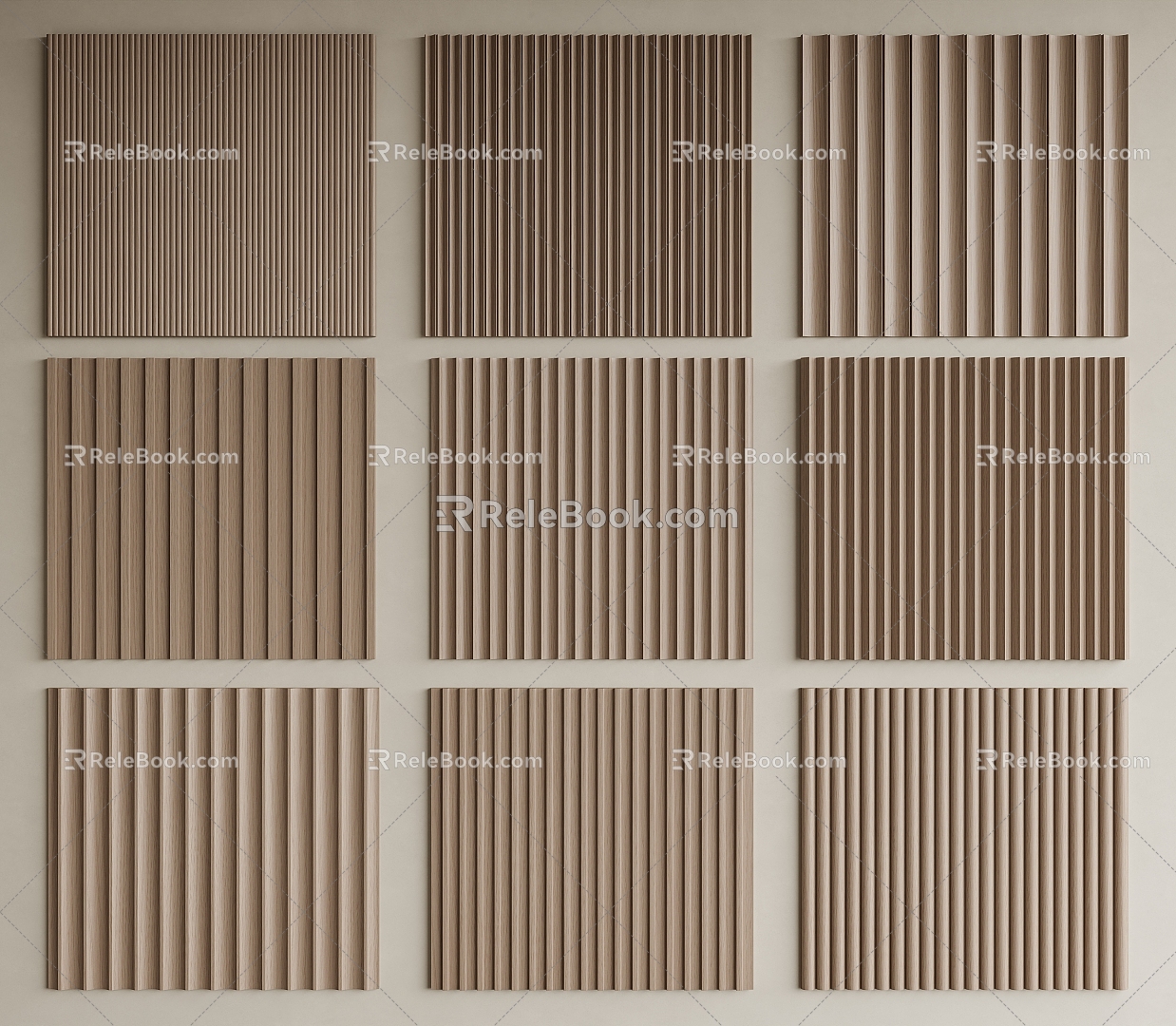 Wooden Grille Wall Panel Wooden Grille Panel Wave Board Great Wall Wooden Wall Decorative Panel 3d model