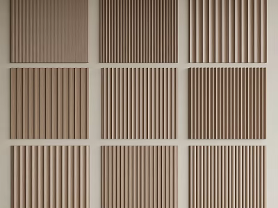 Natural Wood Tone Wall Paneling With Various Vertical Striped Patterns For Home Interior 3d model