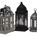 Decorative Candle Lanterns Featuring Various Designs Metal Frames And Glass Panels 3d model