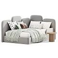 Soft Modern Kids Bed With Cozy Pillows And Safe Mattress For Children