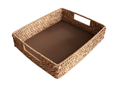 Wicker Rectangular Decorative Ornament Set With Handles For Home Decoration 3d model