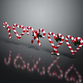 Heart Shaped Candy Canes With Red And White Stripes And Green Decorations