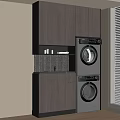 Modern Balcony Cabinet Design With Built In Washing Machine Dryer And Storage Drawers