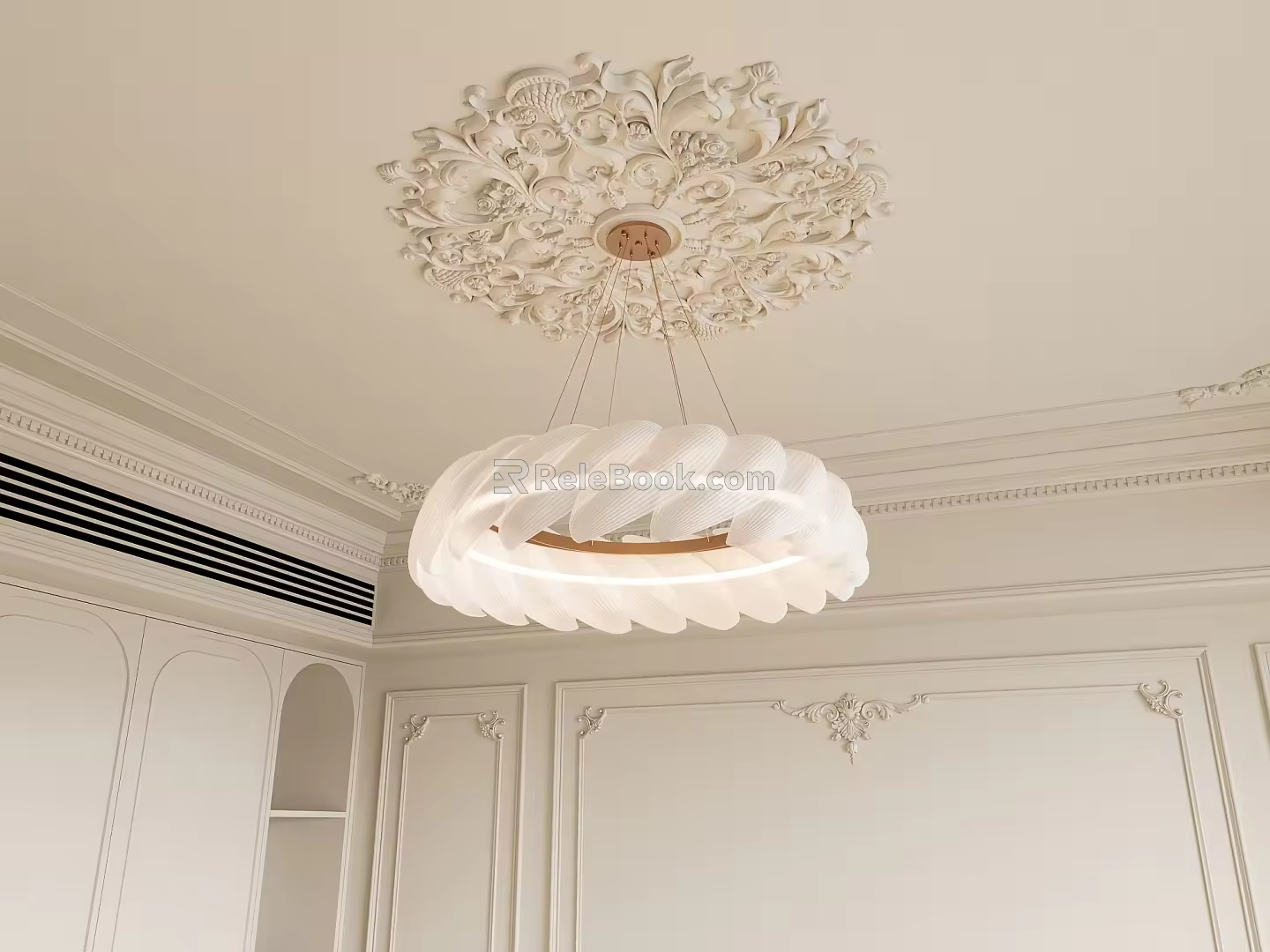 Cream wind chandelier 3d model