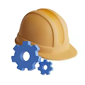 Yellow Protective Safety Helmet With Two Blue Gears For Industrial Workwear