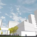 Modern Commercial Complex With Tall Buildings Low Rise Structures And Green Trees
