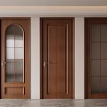 Wooden Doors Interior Design With Glass Panels And Solid Panel Styles 3d model