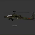 Military Helicopter With Camouflage Paint Large Rotors And Weapons On Gray Background