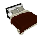 Double Bed Bedroom Interior With Black Headboard White Beige Pillows Dark Brown Comforter