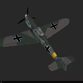 Vintage Fighter Plane with Green Gray Camouflage Black Cross on Wings Single Engine Propeller Design