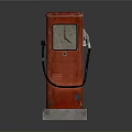 Red Vintage Gas Pump With Classic Meter And Black Hose On Concrete Base