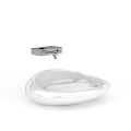 Modern White Oval Shaped Ceramic Washbasin With Black Faucet Design