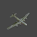 Vintage Silver Airplane Featuring Four Propellers Detailed Fuselage And Landing Gear