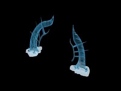 Blue Scientific Structures With Branching Tentacles On Black Background White Base 3d model