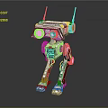 Mechanical Robot Character With Red And Silver Design Antennas Large Eyes And Metallic Legs
